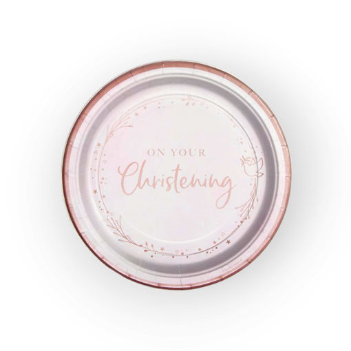 Picture of ON YOUR CHRISTENING PINK PLATES 23CM 8PCS/PCK